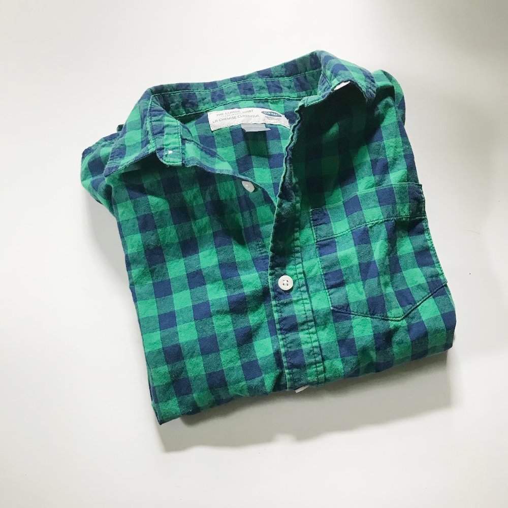 Green & Blue Plaid Boys Button Down